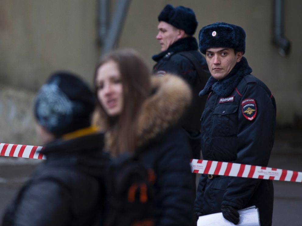 PHOTO: Russian police officers secure an area near a subway station in Moscow on Feb. 29, 2016.