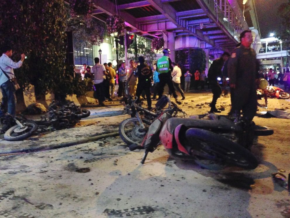 PHOTO: Motorcycles are strewn about after an explosion in Bangkok, Aug. 17, 2015.