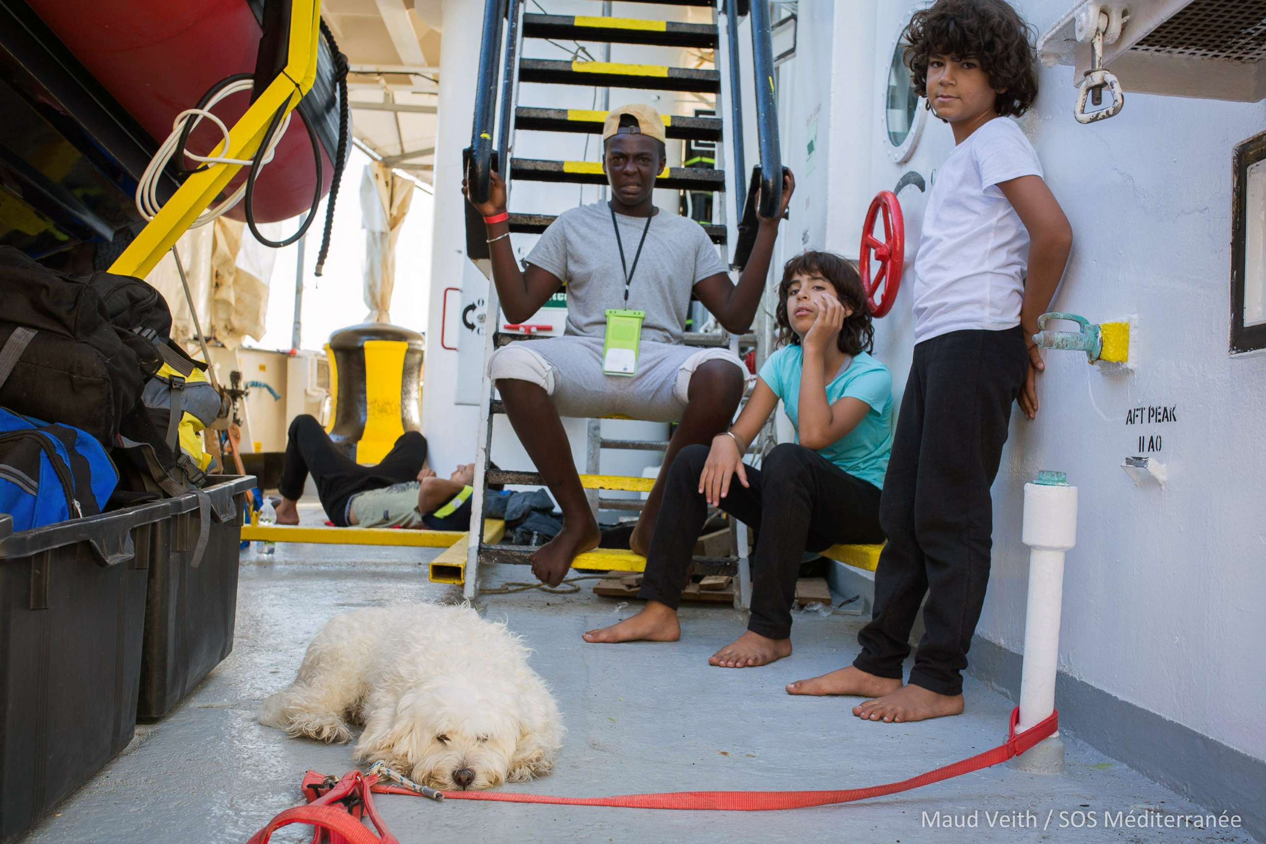 A photo released on Sept. 25, 2018 shows a rescued migrant at the Aquarius rescue ship run by non-governmental organizations "SOS Mediterranee" and "Medecins Sans Frontieres" in the search and rescue zone off the coast of Libya, in the Mediterranean Sea.