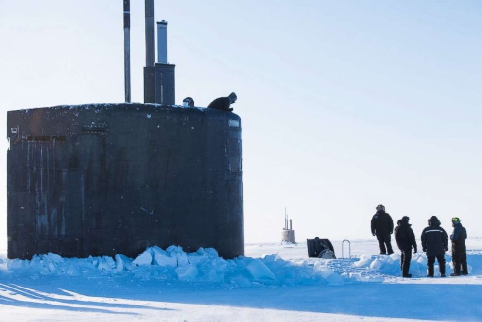 PHOTO: Los Angeles-class fast-attack submarine USS Hartford SSN 768 surfaces through the ice March 9, 2018 in support of Ice Exercise (ICEX) 2018.