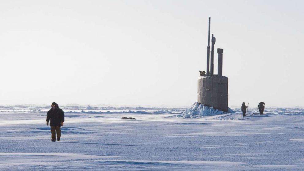 Seawolf class submarine USS Connecticut SSN 22 breaks though the ice March 9, 2018 in support of Ice Exercise (ICEX) 2018.