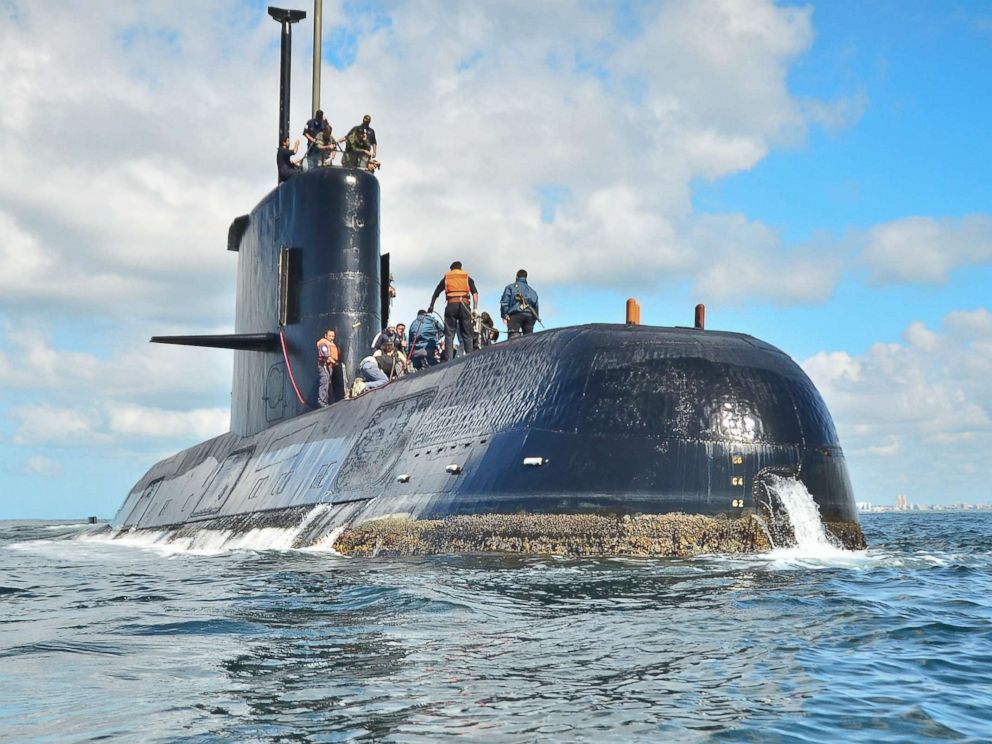 PHOTO: This undated photo provided by the Argentine Navy shows an ARA San Juan, a diesel-electric building built in Germany, moored in Buenos Aires, Argentina.