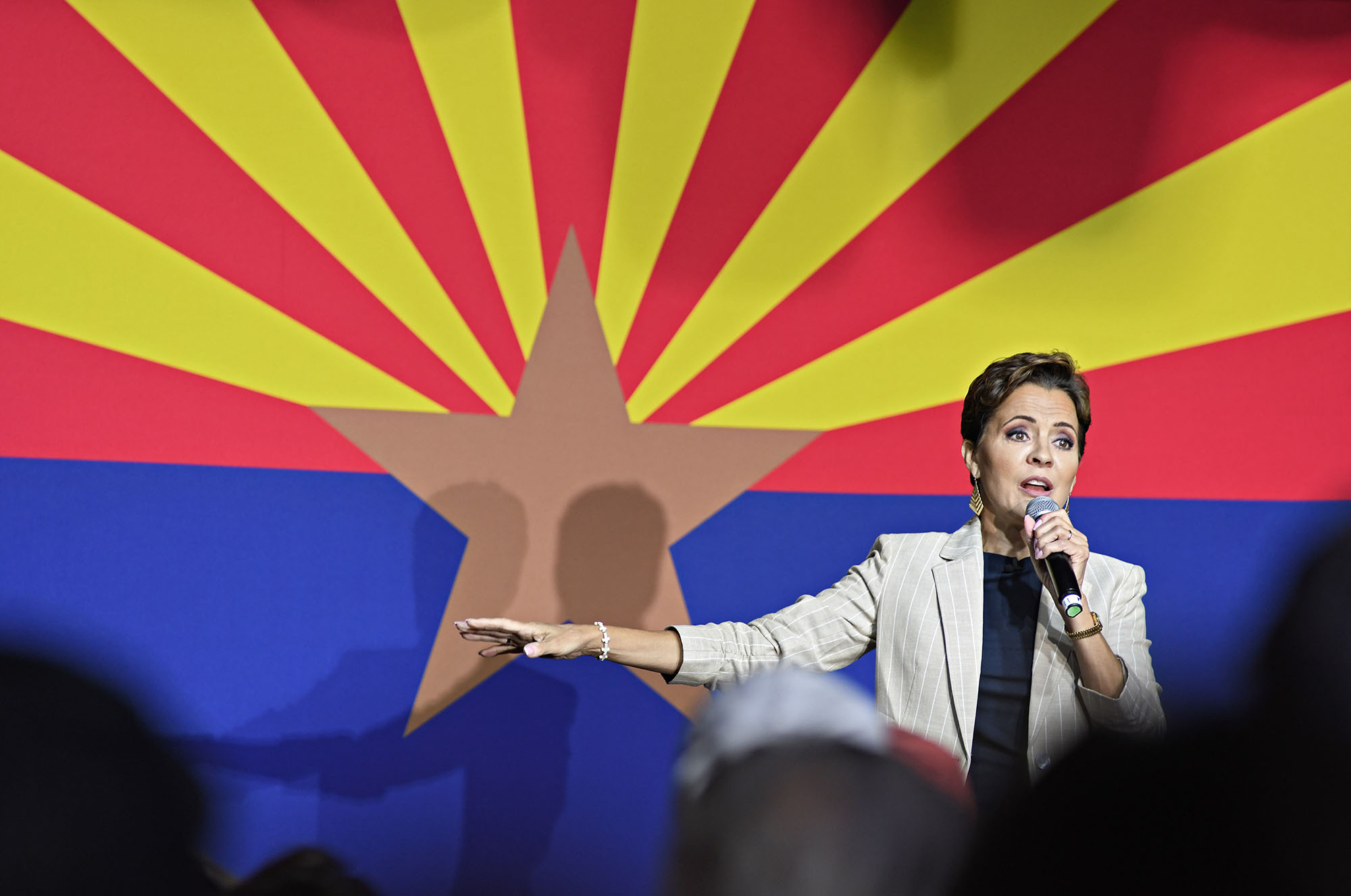 PHOTO: Republican candidate for governor in Arizona, Kari Lake speaks during a rally in Tuscon, Ariz., Oct. 19, 2022.