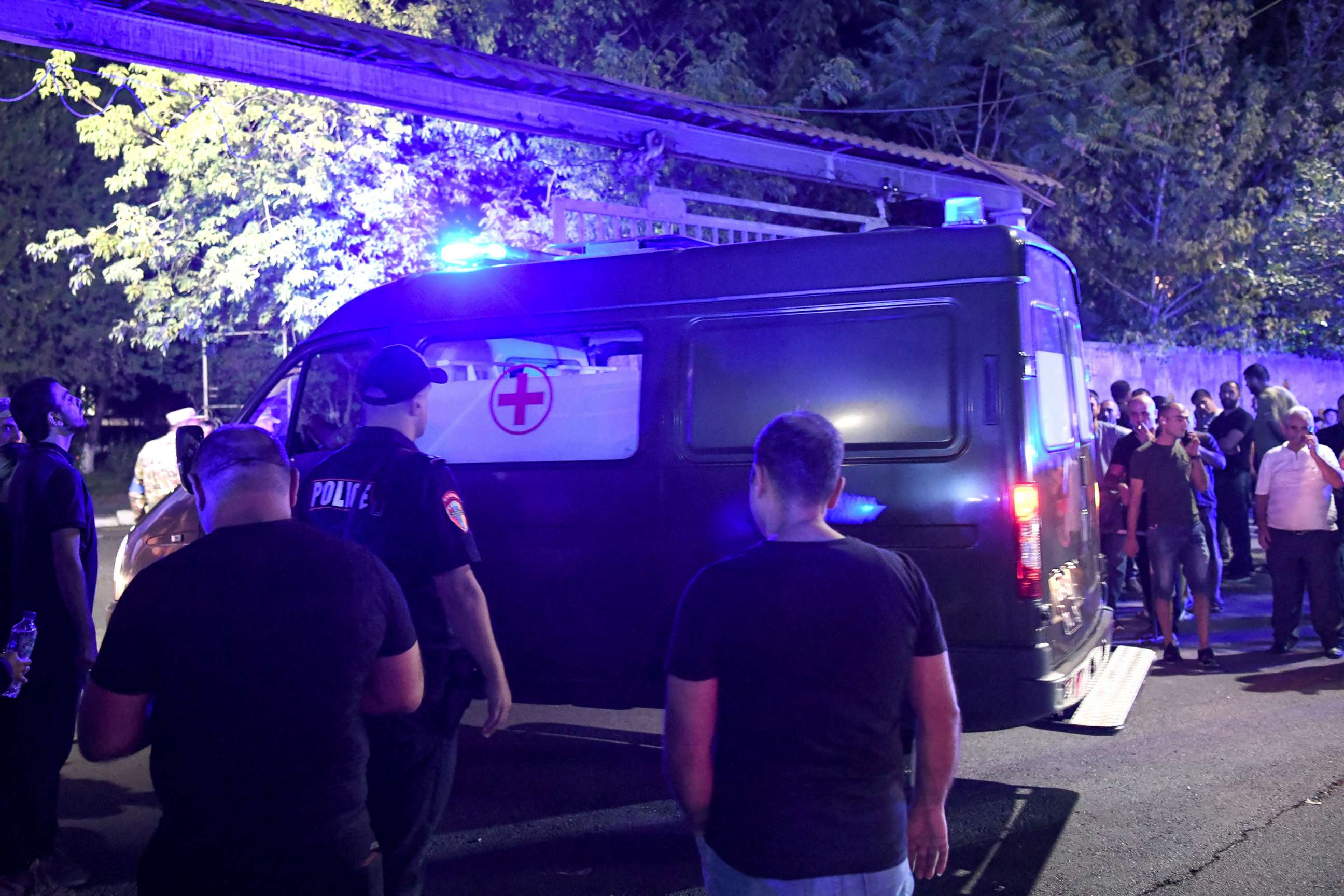 PHOTO: An ambulance arrives at a military hospital as wounded personnel receive medical treatment after armed clashes between Armenia and Azerbaijan outside Nagorno-Karabakh overnight, Sept. 13, 2022.