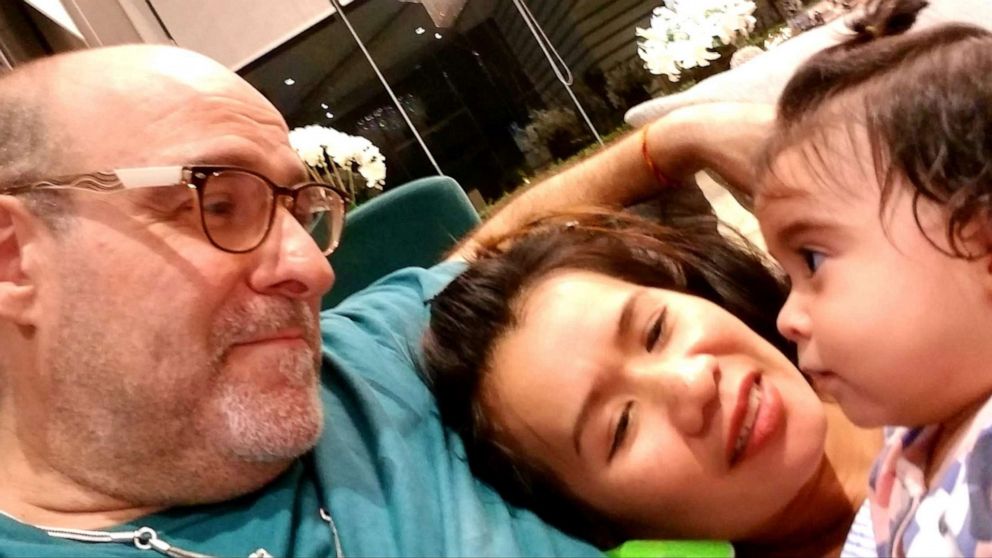 PHOTO: American Arnie Fagan has been separated for weeks from his partner Vilayvanh Soulinthong and their daughter Jasmine Fagan after Thailand shut its borders, leaving him unable to get home to them.