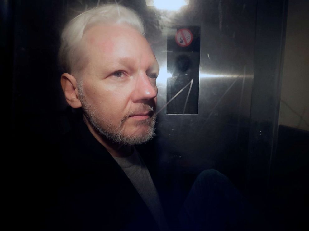 PHOTO:WikiLeaks founder Julian Assange being taken from court, where he appeared on charges of jumping British bail seven years ago, in London, May 1, 2019.