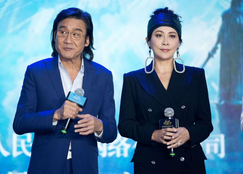 PHOTO: Actor Tony Leung Ka-fai and actress Carina Lau attend the press conference of film "Asura," July 9, 2018 in Beijing.