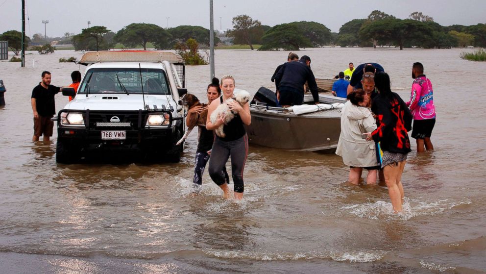 PHOTO: Flood-affected people are evacuated from Townsville, Feb. 4, 2019, as the recent downpour in Australia. 