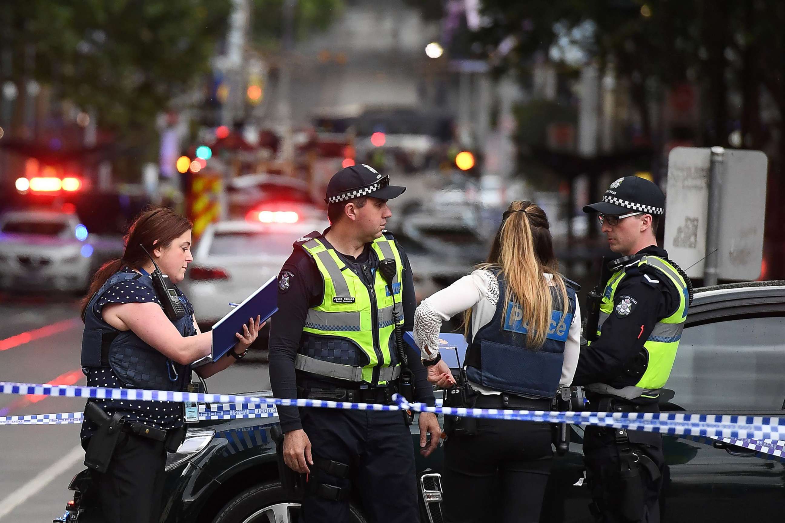 PHOTO: Police work at the crime scene following a stabbing incident in Melbourne, Australia, Nov. 9, 2018.