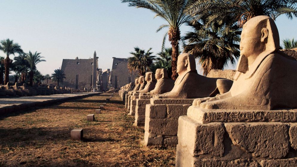 PHOTO: Avenue of Sphinxes, and the Temple of Amun entrance, Luxor, Ancient Thebes, Egypt.