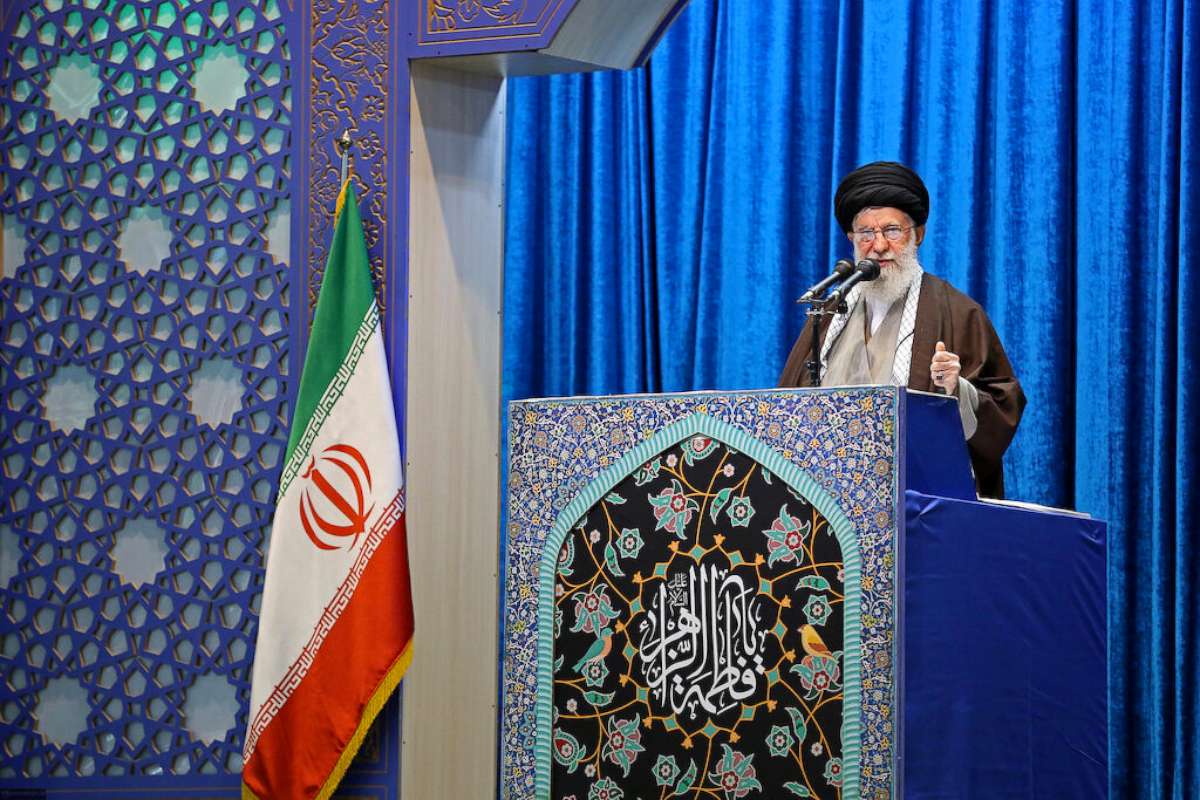 PHOTO: A handout photos show Iran's Supreme Leader Ayatollah Ali Khamenei delivering a Friday prayers sermon in Tehran, Jan. 17, 2020. 