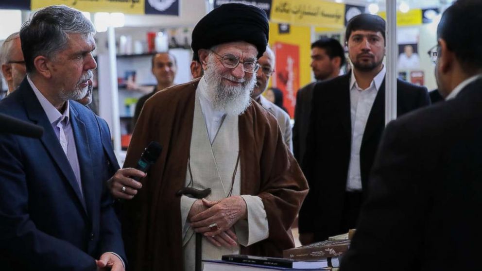 Iran's Supreme Leader Ayatollah Ali Khamenei stopped by the 2018 Tehran International Book Fair and was photographed perusing a Farsi copy of the book "Fire and Fury," by Michael Wolff, according to a post on his website on May 11, 2018.
