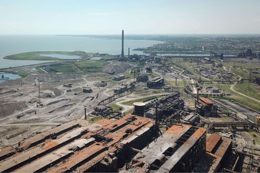 PHOTO: In this photo released by the Russian Defense Ministry on June 13, 2022, a view of the Metallurgical Combine Azovstal plant, in Mariupol, on the territory which is under the Government of the Donetsk People's Republic control, eastern Ukraine.