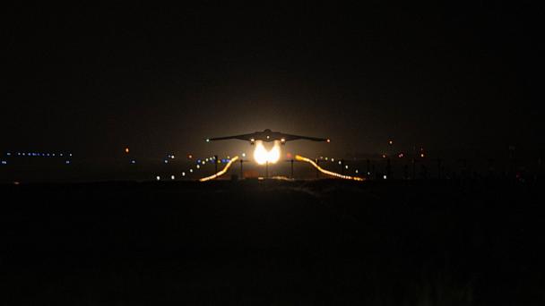 A U.S. Air Force B-2 Spirit takes off to support Operation Midnight Hammer at Whiteman Air Force Base, Missouri, June 2025.