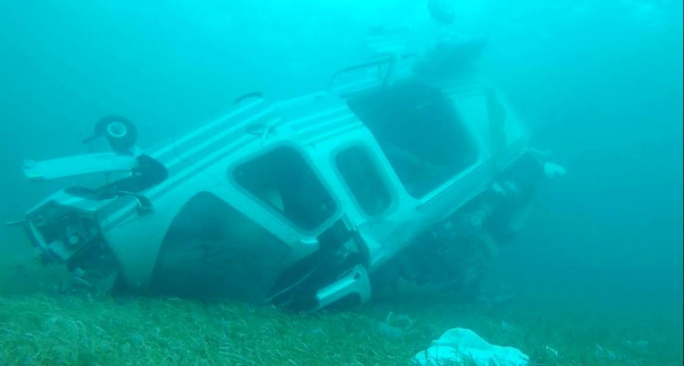 PHOTO: Bahamian authorities mapped the debris field and conducted underwater surveying at the scene of a helicopter crash off Grand Cay, in the Bahamas, on July 5, 2019.
