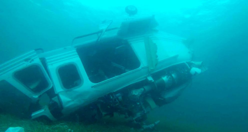 PHOTO: Investigators mapped the debris field and conducted underwater surveying at the scene of a helicopter crash off Grand Cay, in the Bahamas, July 5, 2019.