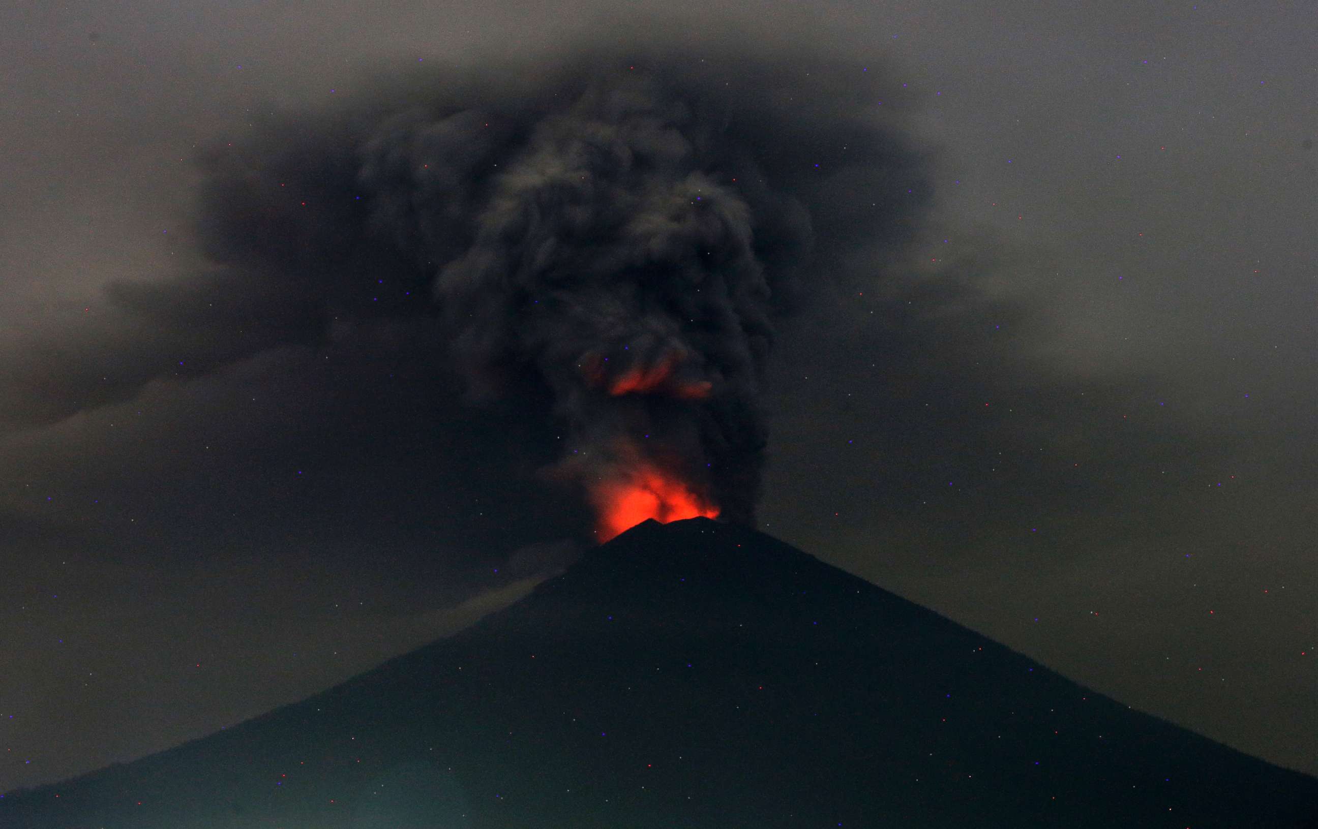PHOTO: A view of Mount Agung volcano erupting in Karangasem, Bali, Indonesia, Nov. 27, 2017. 