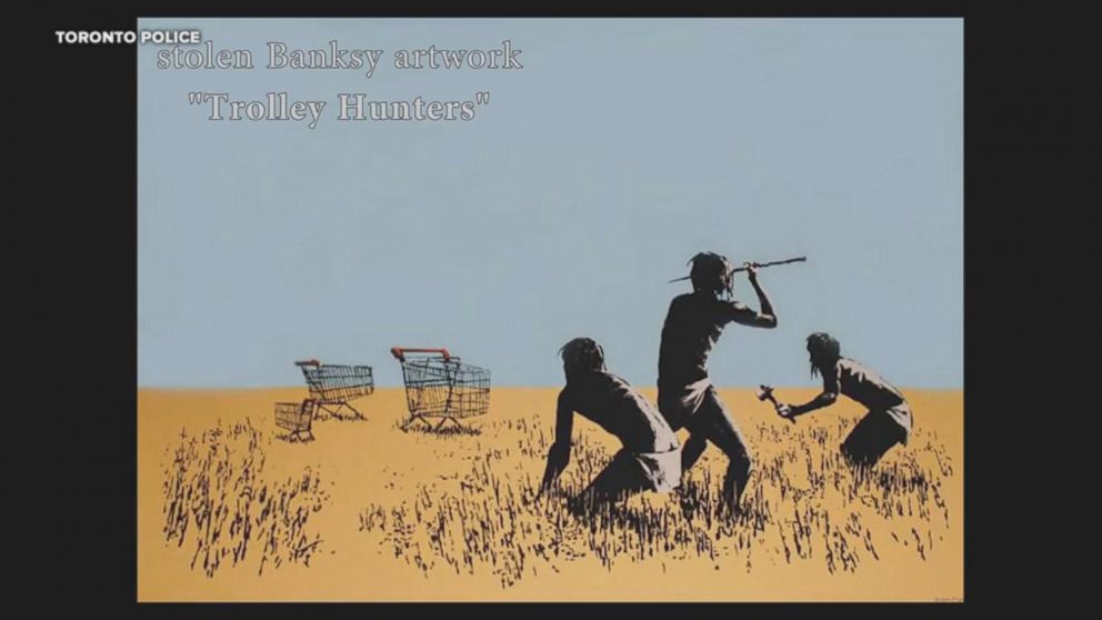 PHOTO: Toronto Police released this photo of an original Banksy print called "Trolley Hunters"  from a Toronto art exhibit that was stolen, June 9, 2018.