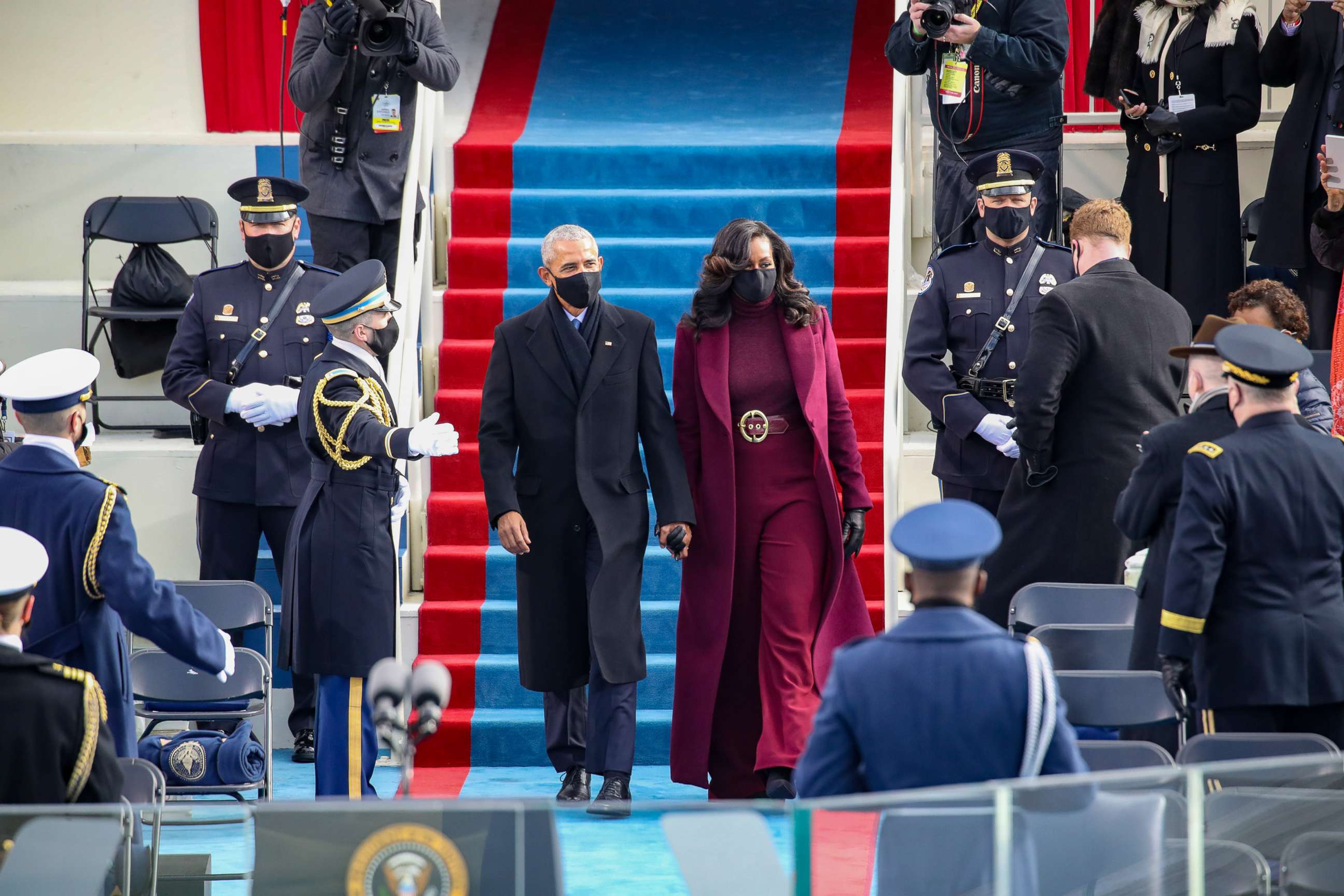 PHOTO: Former President Barack Obama and former first lady Michelle Obama at the inauguration of President-elect Joe Biden on the West Front of the U.S. Capitol on Jan. 20, 2021, in Washington.