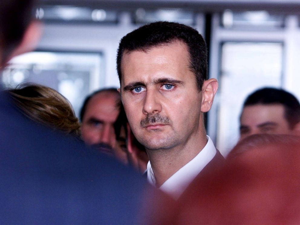 PHOTO: In this file photo taken on June 26, 2001 Syrian President Bashar al-Assad is seen during his visit at the Arab World Institute in Paris.