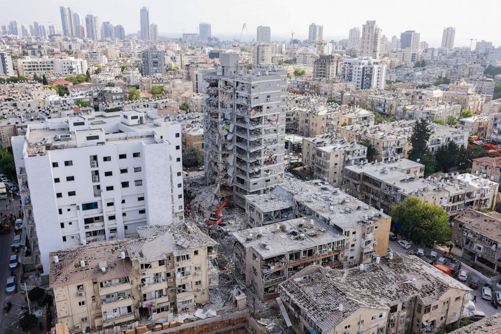 PHOTO: A general view shows the destruction at the site of an overnight Iranian missile strike in Bat Yam on June 15, 2025. 