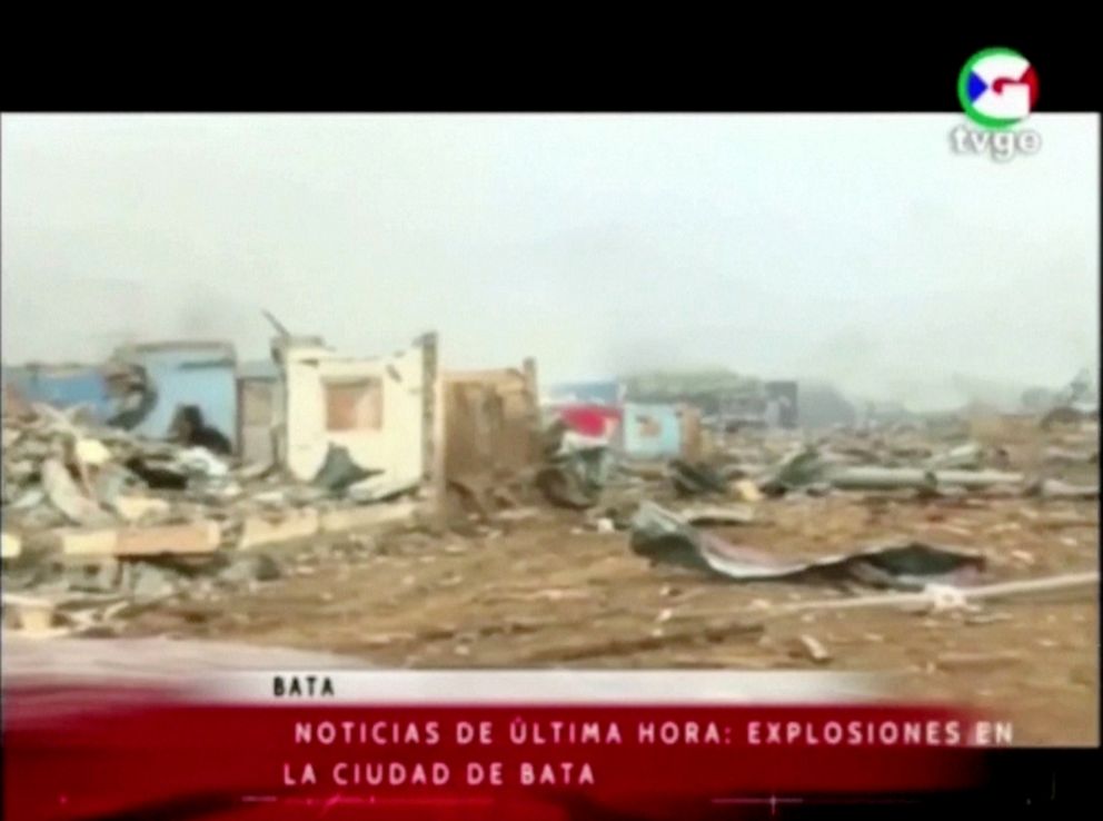 PHOTO: A view of destroyed structures following explosions at a military base, according to local media, in Bata, Equatorial Guinea, March 7, 2021.