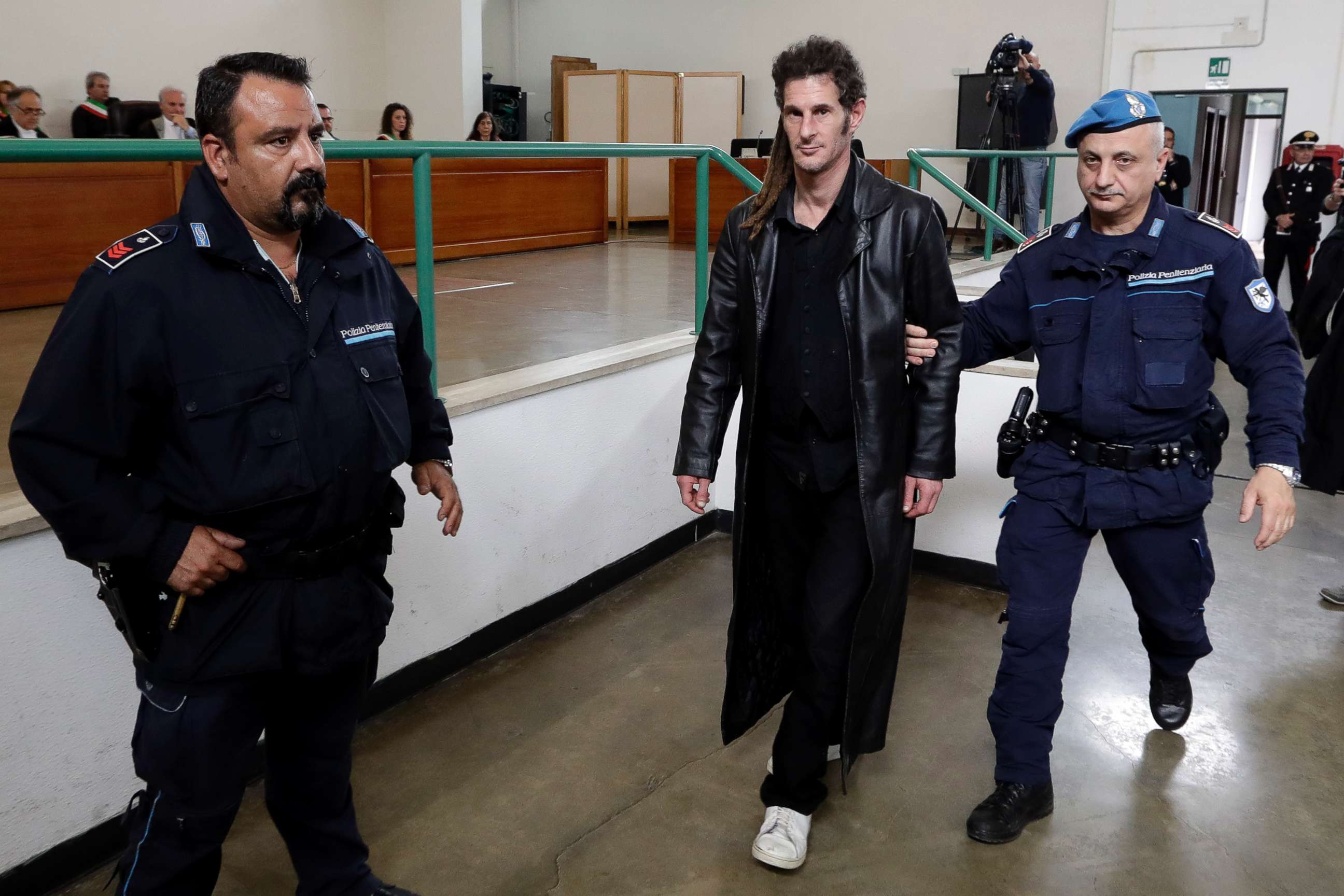 PHOTO: Defendant Massimo Galioto, accused of manslaughter in the drowning death of Beau Solomon, arrives in court during the first hearing of the trial, in Rome, Tuesday, May 8, 2018.