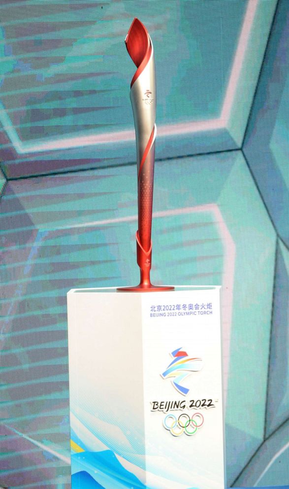 PHOTO: This handout picture released on Feb. 4, 2021, shows the design of the Beijing 2022 Winter Olympic torch.