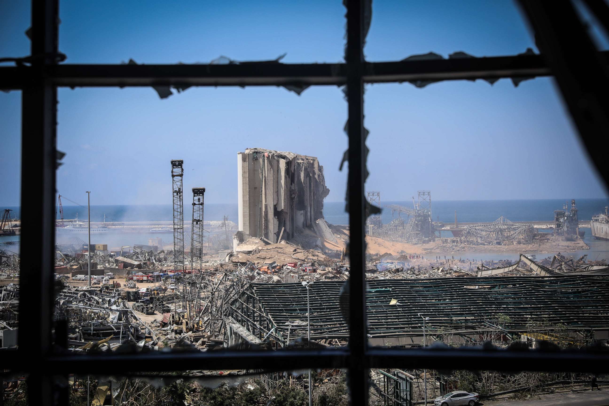 PHOTO: A view of the damaged port the day after a massive explosion in Beirut on Aug. 5, 2020.