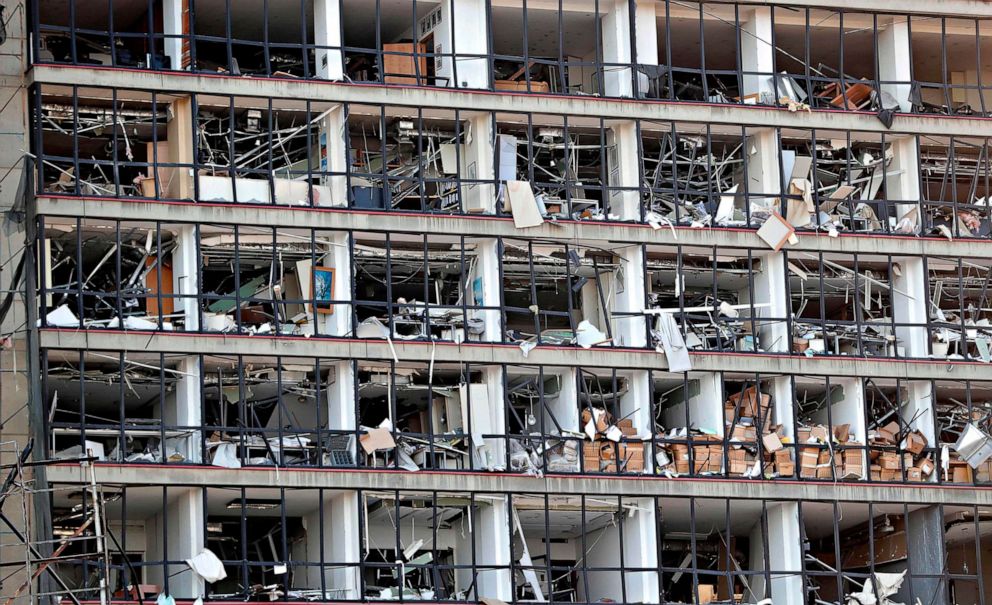 PHOTO: A destroyed building facade following the Aug. 4 explosions at the port in Beirut, Aug. 5, 2020.