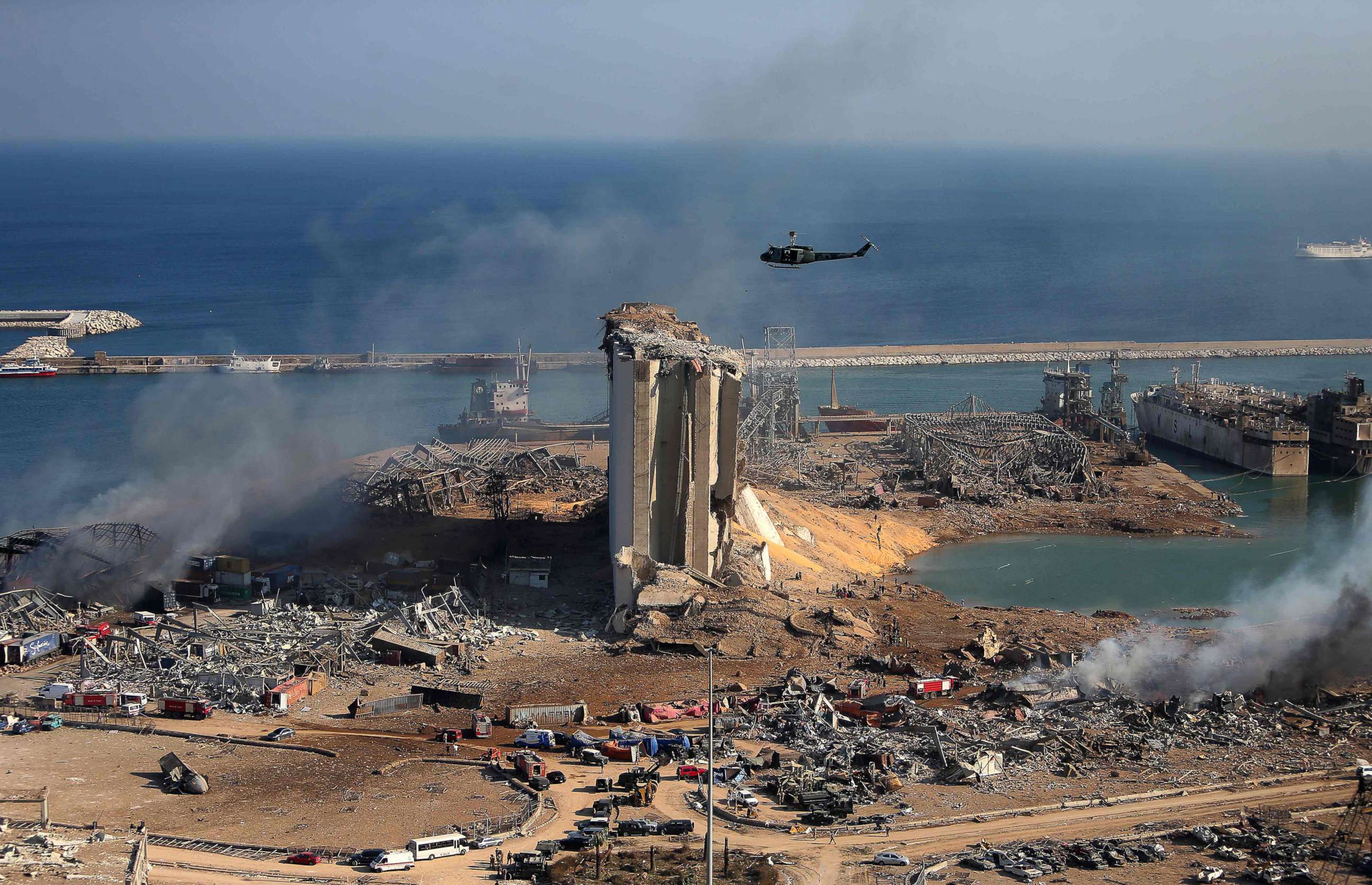 PHOTO: Damaged grain silos and its surroundings, Aug. 5, 2020, one day after a powerful explosion tore through Beirut.