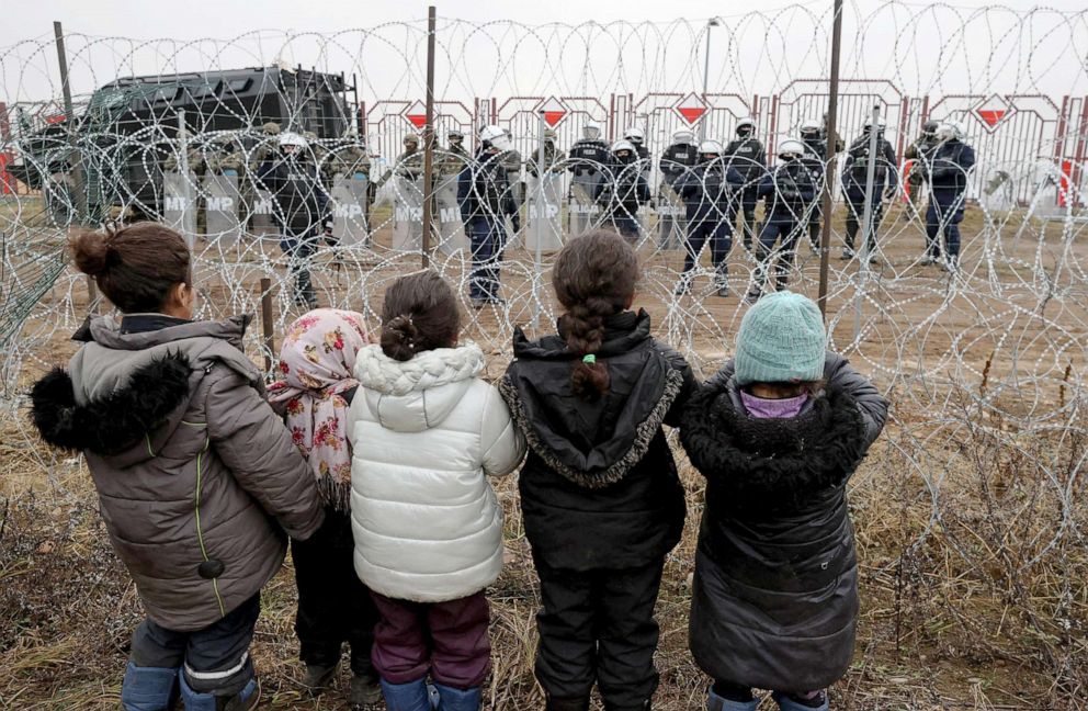 PHOTO: Migrants aiming to cross into Poland camp near the Bruzgi-Kuznica border crossing on the Belarusian-Polish border on Nov. 17, 2021.