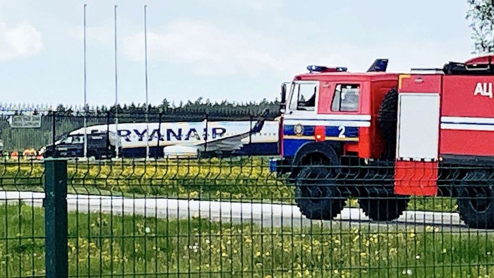 PHOTO: A Ryanair Boeing 737-8AS (flight number FR4978) is parked on Minsk International Airport's apron in Minsk, May 23, 2021.