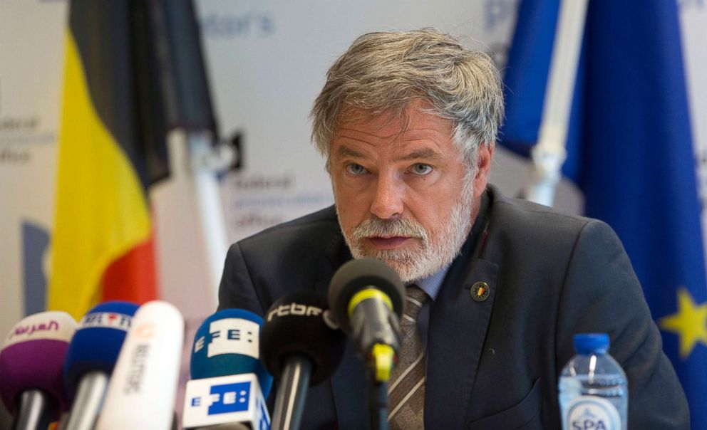 PHOTO: Belgian Federal Prosecutor Eric Van Der Sypt speaks during a media conference in Brussels, May 30, 2018.