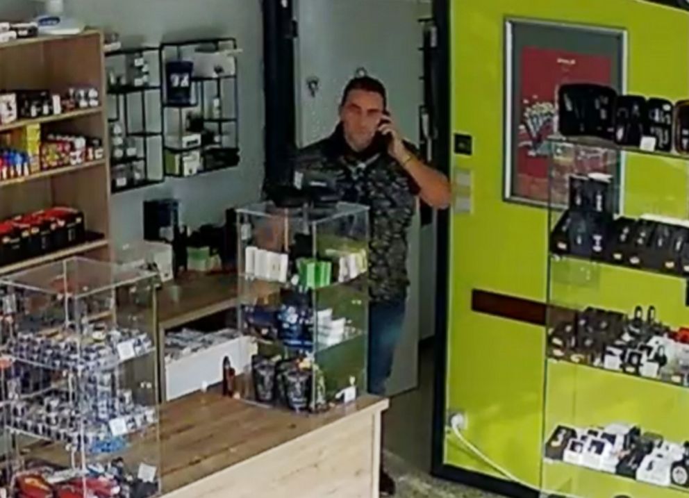 PHOTO: The owner of an e-cigarette store in Montignies-sur-Sambre, Belgium, calls the police to report an attempted robbery after he convinced the robbers to leave the store and come back later, Oct. 20, 2018.
