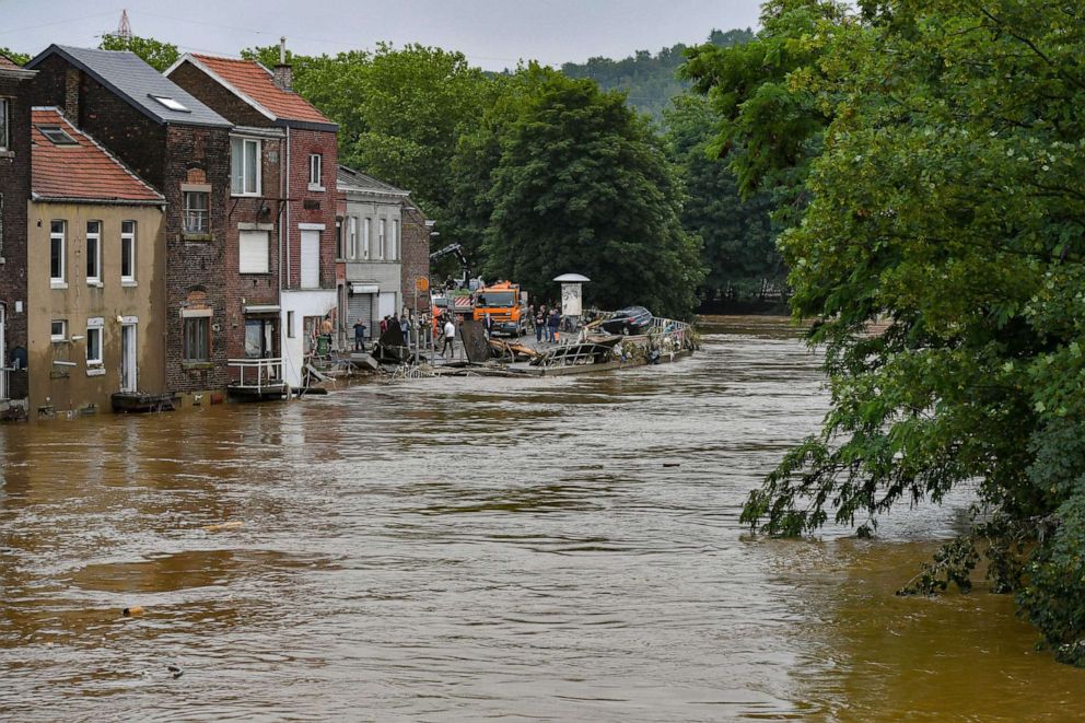 PHOTO: Heavy rains and floods in The Chenee district in Liege, Belgium, July 16, 2021.