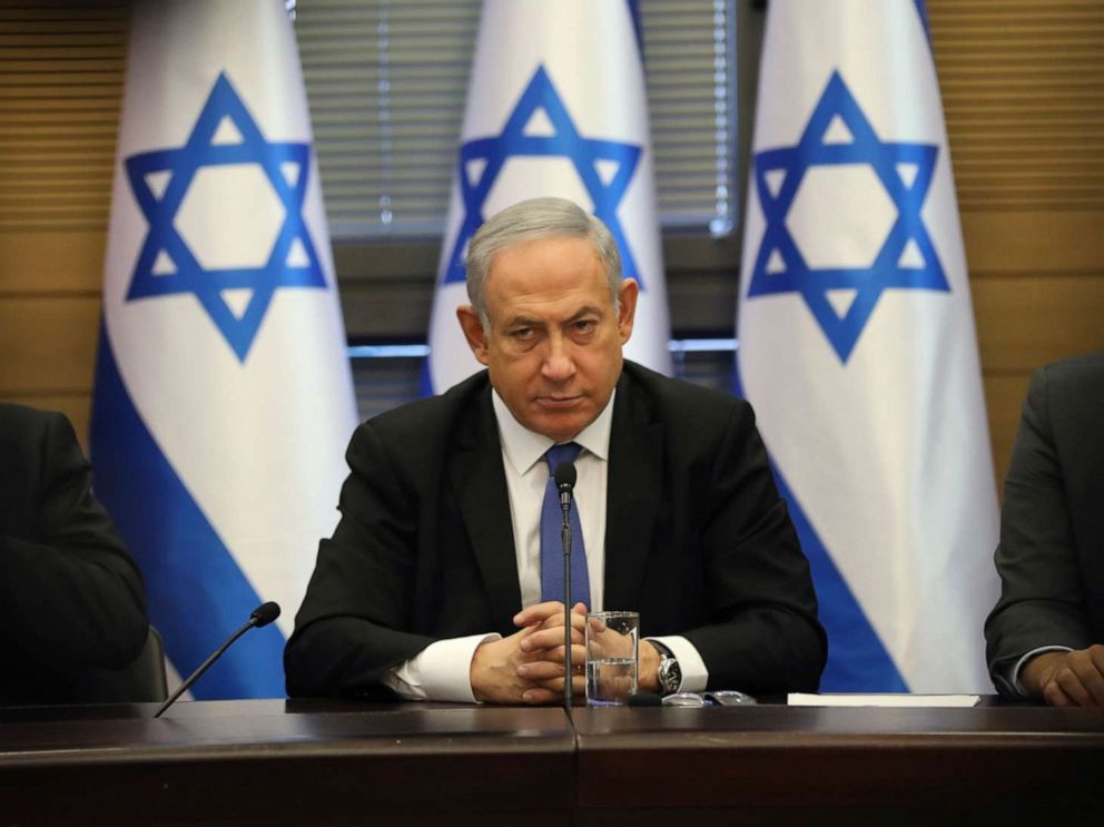 PHOTO: Israeli Prime Minister Benjamin Netanyahu speaks during an extended faction meeting of the right-wing bloc members at the Knesset, in Jerusalem, Nov. 20, 2019.