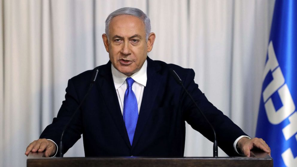 PHOTO: Israeli Prime Minister Benjamin Netanyahu gives a statement to the media in Tel Aviv, Israel, Feb. 21, 2019.