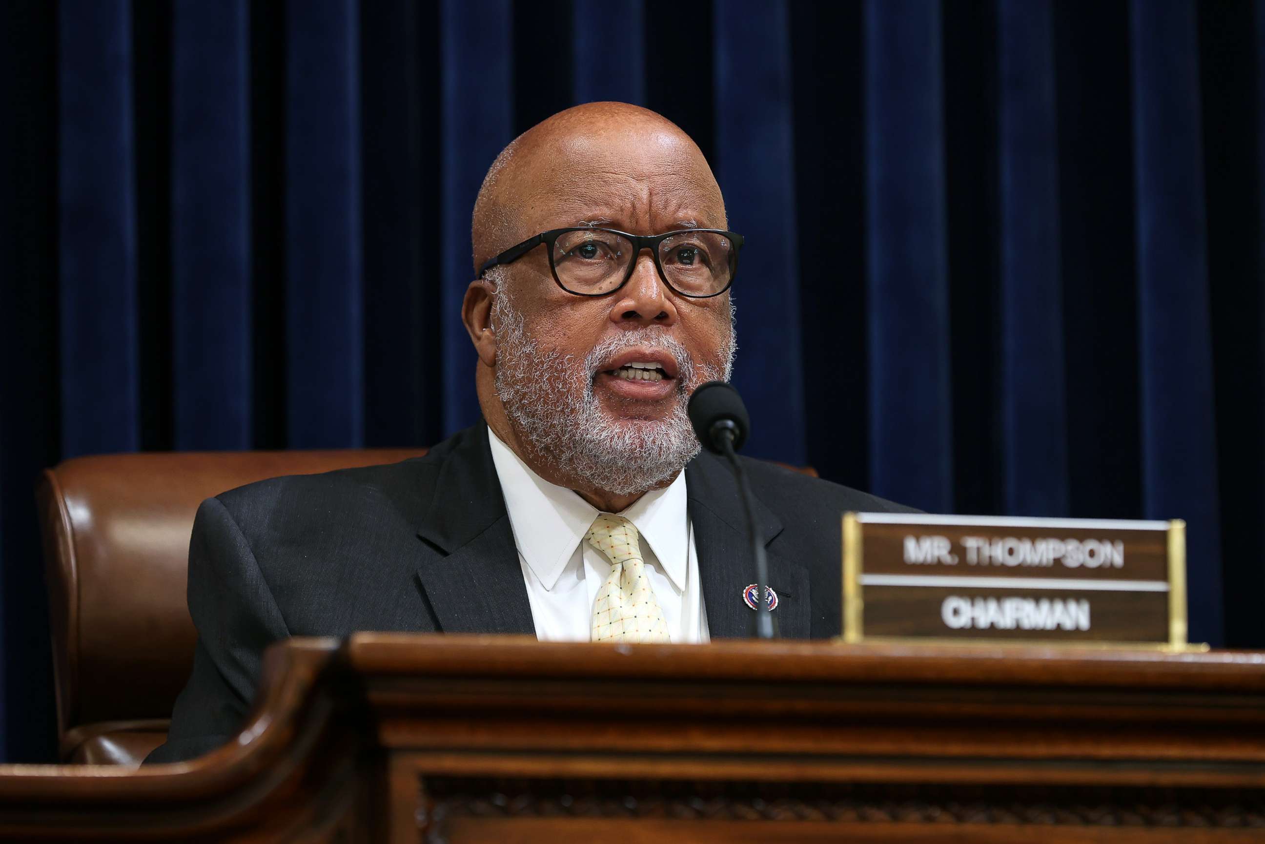 PHOTO: Chairman Rep. Bennie Thompson delivers opening remarks at the first hearing of the House Select Committee investigating the January 6 attack on the U.S. Capitol on July 27, 2021, in Washington.