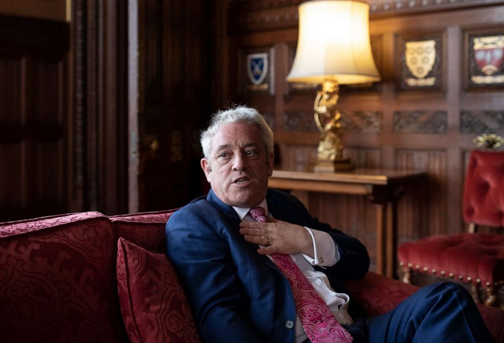 PHOTO: British politician, John Bercow MP, Speaker of the House of Commons conducts an interview inside the House of Commons on May 24, 2019 in London, England.
