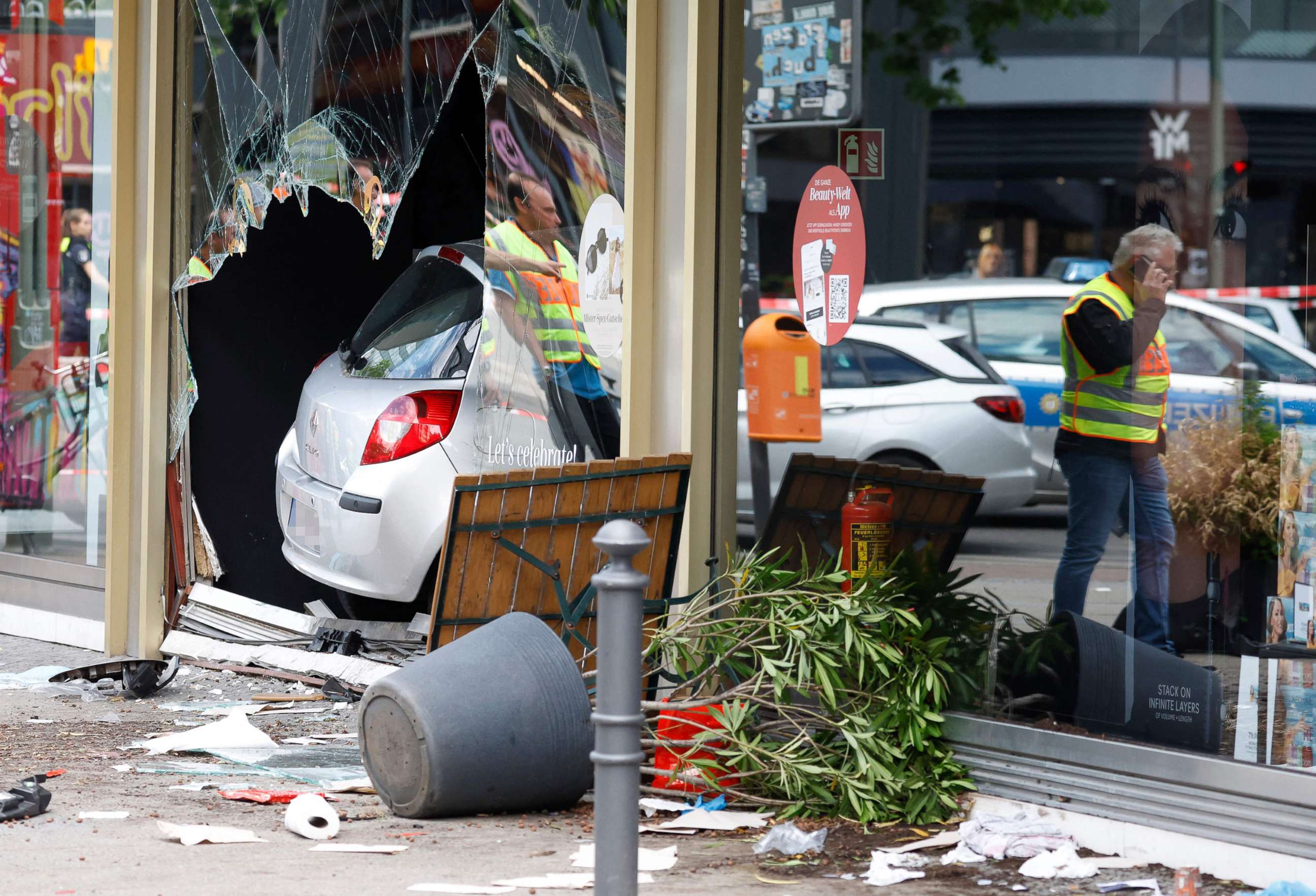 PHOTO: The car that was driven into a group of people is pictured in central Berlin, June 8, 2022.