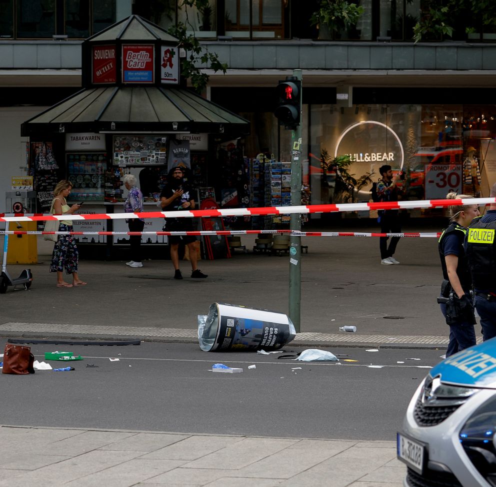 PHOTO: The scene where a car crashed into a group of people near Breitscheidplatz in Berlin, June 8, 2022.