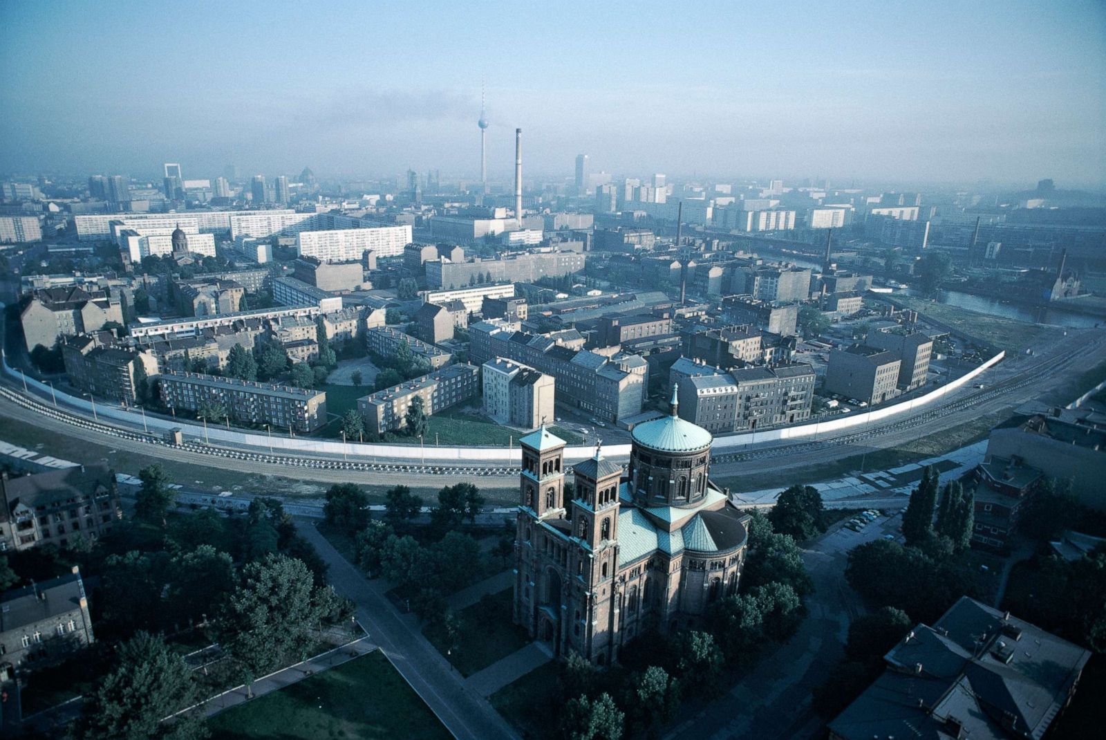 berlin wall aerial view