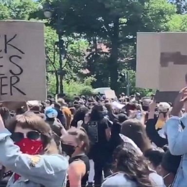 They chanted George Floyd's name and marched in solidarity with U.S. demonstrators.