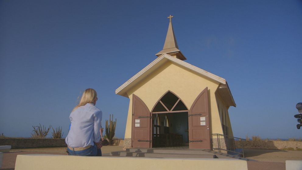 PHOTO: Beth Holloway at the chapel an Aruban taxi driver took her to pray.