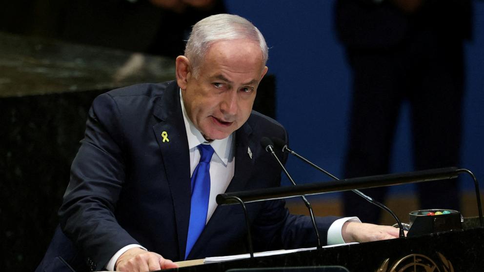 PHOTO: Israel's Prime Minister Benjamin Netanyahu addresses the 79th United Nations General Assembly at U.N. headquarters in New York, Sept. 27, 2024. 