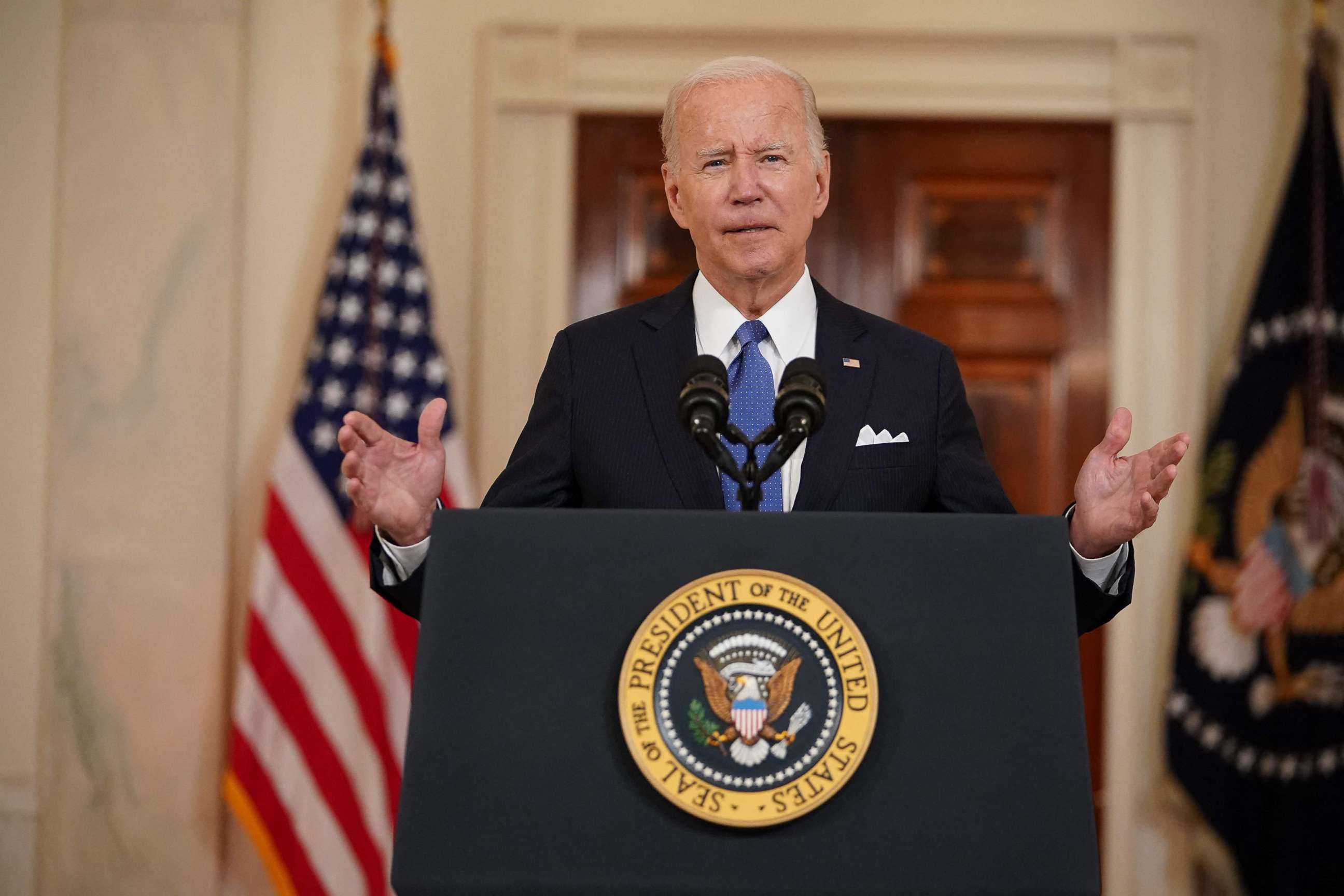 PHOTO: President Joe Biden addresses the nation at the White House in Washington, June 24, 2022, following the US Supreme Court's decision to overturn Roe vs. Wade.