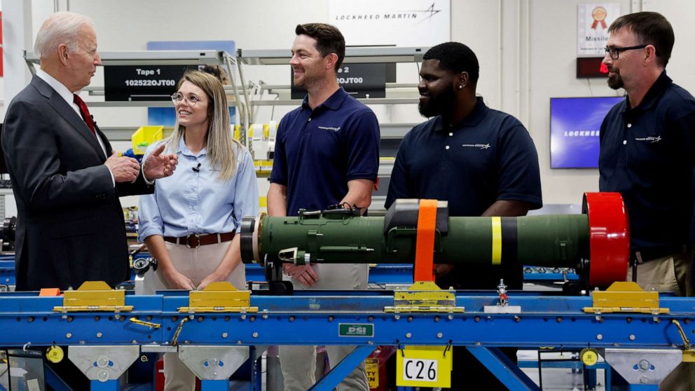 PHOTO: President Joe Biden tours a Lockheed Martin weapons factory in Troy, Ala., May 3, 2022.