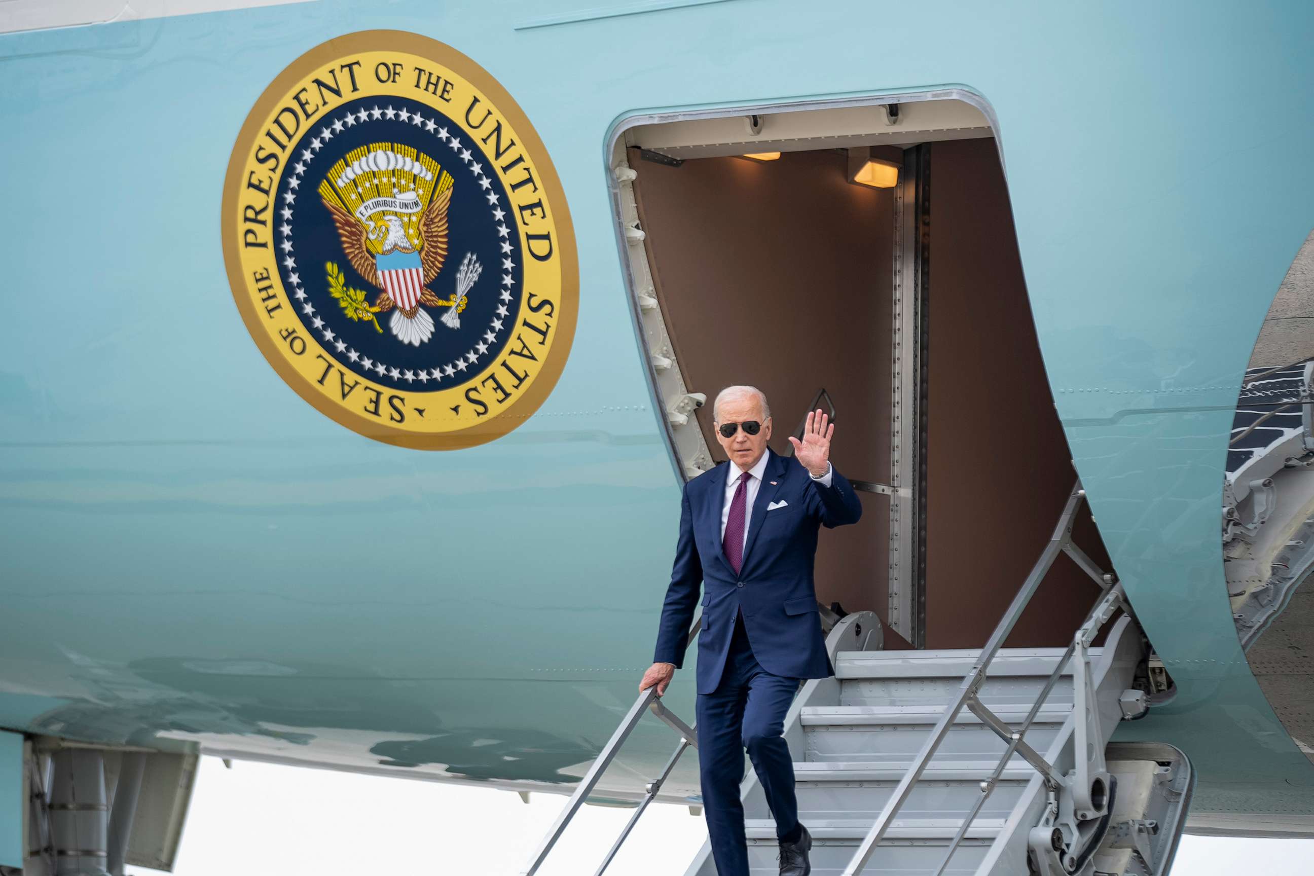 PHOTO: President Joe Biden arrives at John F. Kennedy International Airport in New York, on June 29, 2023, to attend campaign receptions.