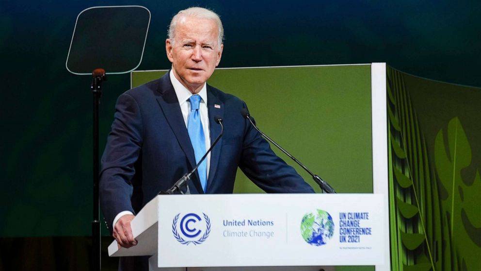 PHOTO: President Joe Biden speaks during the UN Climate Change Conference COP26 in Glasgow, Scotland, Nov. 2, 2021.